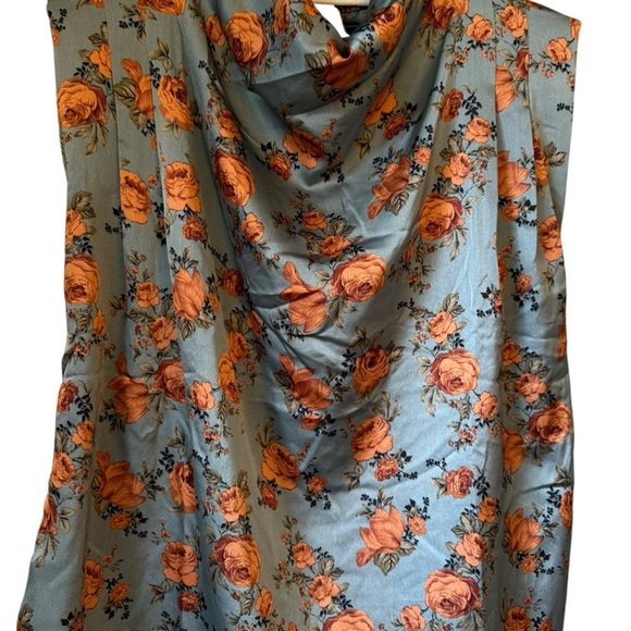 Vici Blue and Orange Floral Blouse - Picture 3 of 8